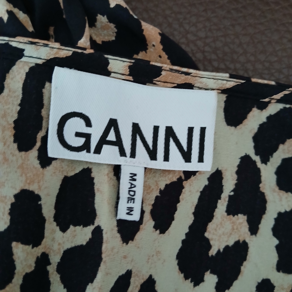 Ganni Silk Leopard Print Wrap Dress - Picture 7 of 9